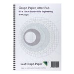 A4 Graph Paper 5mm 0.5cm Squared Jotter Pad, 50 Pages Engineering  Style, Grey