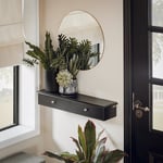 SoBuy Väggskåp Fotohylla Vägghylla med 2 lådor FRG43-SCH Black Length 64cm