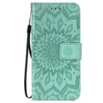 Reevermap Samsung Galaxy S10 Case, Premium Wallet Case PU Leather Notebook Mandala Flower Embossed Case with Kickstand Card Holder Flip Protective Cover for Samsung Galaxy S10, Green