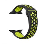 Sporty silikone urrem kompatibel med Apple Watch, 42/44 mm, svart og gul