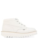 Kickers Womenss Kick Hi Stack Boots in White Leather - Size UK 8