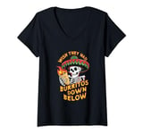 Womens Mexican Skull Sombrero Fiesta Love Wishing For Burritos V-Neck T-Shirt