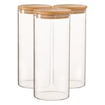 Scandi Glass Storage Jars with Wooden Lids 1.5 Litre Pack of 3