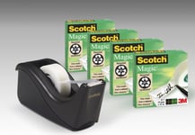 Tape Scotch® Magic™ 19 Mm X 33M 4 Ruller + 1 Sort C60 Dispenser