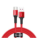 Baseus Halo-datakabel Hållbar nylonflätad kabel USB / USB Typ C med LED-lampa 5A 40W 1m - Röd (CATGH-G09)