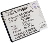Kompatibelt med LG D631, 3.8V, 3200 mAh