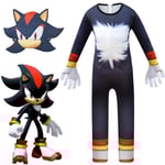 Sonic the Hedgehog Cosplay-dräkt för barn, pojkar, flickor - Overall + Mask + Handskar 10-14 år = EU 140-164 - Perfekt Shadow Overall + Mask-Xin Shadow Jumpsuit + Mask 5-6 år = EU 110-116