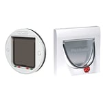 Cat Mate 4 Way Locking Glass Fitting Cat Flap (Large) & PetSafe Staywell 4 Way Locking Classic Cat Flap, Easy Install, Durable, Pet Door for Cats - (Tunnel Included), White