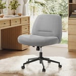 SONGMICS HOME Chaise de Bureau, Fauteuil Ergonomique, Style Moderne avec Base en Étoile, Siège Large et Confortable, Hauteur Réglable, Siège Pivotant, Tissu Coton-Lin, Gris Tourterelle OBG047G01