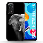 Coque pour Xiaomi Redmi Note 11 / 11S Animal Elephant Noir