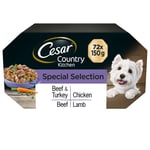 72 X 150g Cesar Luxury Adult Wet Dog Food Trays Mixed Country Kitchen Selection