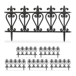 Relaxdays Bordure de Jardin, Lot de 6 éléments, Plastique, H x L : 32,5 x 61 cm chacun, à Planter dans Le Sol, Noir