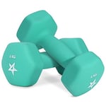 Yes4All WCZV Hex Neoprene Weights Dumbbells Set Pair (1 kg to 7 kg) - Dumbbell Set, Hand Weights Set for Women Men, Home Gym Workout, 4 KG x 2, Teal