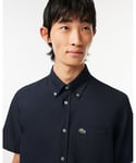 Lacoste Mens Casual Short Sleeve Woven Shirt - Navy - Size Medium