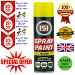 151 Yellow Aerosol Paint Spray Car Wood Metal Wall Graffiti Plastic 250ml UK