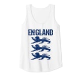 Womens England & Three Blue Lions. Ladies Vintage Style England Top Tank Top