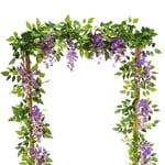 YORKING 2x6FT Artificial Wisteria Vine Garland Plants Foliage Trailing Flower In Outdoor Wreath Lila