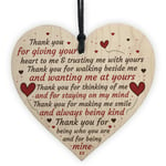 Thank You Heart Plaque Romantic Anniversary Valentines Day Gift For Husband Wife