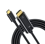 USB C to HDMI Cable 1.8 m, USB C HDMI Cable USB Type C to HDMI 4K Cable Thunderbolt 3 Compatible for MacBook Pro 2018/2017, MacBook Air/iPad Pro 2018, Samsung Galaxy S10/S9, Surface Book etc. - Black