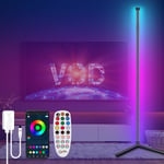 Lashahope Corner Floor Lamp,RGB Color Changing Mood Lighting with Bluetooth App and Remote Control,Music Sync/Timing/ Dimmable/Multi Lighting Modes Floor Lamp for Living Room,Bedroom,Home Decoration