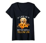 Womens Life Is Better With A Yellow Lab Dog Labrador Retriever V-Neck T-Shirt
