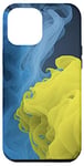 Coque pour iPhone 14 Pro Max Fond d'œuvre d'art bleu avec couleur jaune
