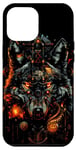 Coque pour iPhone 14 Plus Loup Steampunk mystique avec symboles et runes vikings