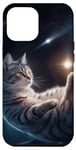 Coque pour iPhone 15 Pro Max Chaton drôle de chat dans l'espace mignon rétro art vintage