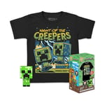 Funko Pocket Pop! & Tee: Minecraft - Blue Creeper - Large - (L) - T-Shirt - Vêtements avec Mini-Figurine en Vinyle à Collectionner - Idée de Cadeau - Jouets et Top à Manches Courtes pour Les Adultes
