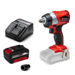 Einhell Power X-Change 215Nm Cordless Impact Wrench With Battery And Charger - 18V, Long-Lasting Brushless Motor, Impact Wrench 1/2 Inch Bit Adaptor, LED Light - TE-CW 18 Li Impact Gun Kit