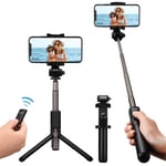 Mpow 2 en 1 Perche Selfie Trépied Bluetooth avec Télécommande 360° Selfie Stick Monopode Extensible de Poche pour iPhone X /8 plus/7/6s/SE/5, Samsung Galaxy Series, Smartphone Android etc.