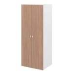 Armoire penderie 2 portes battantes effet chêne chaud et blanc GoodHome Atomia H. 187 x L. 75 x P. 58 cm