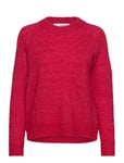 Selected Femme Slflulu Ls Knit O-Neck B Noos Röd
