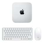 Apple 2023 Mac mini desktop computer M2 chip with 8‑core CPU and 10‑core GPU, 8GB Unified Memory, 512GB SSD storage, Apple Magic Keyboard with Touch ID - British English - Silver and Apple Magic Mouse