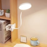 Glocusent Clip-on-lampa, Läslampa för Säng, 3 Färger Dubbel Laddning och Anslutning, Sänglampa för Sänggavel med Adapter, Perfekt för