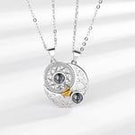 Halsband i sterlingsilver, sol och måne yin yang par magnetiskt halsband matchande hänge projektionshalsband