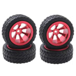 Nrpfell 4Pcs/Lot Metal + Rubber Tires & Wheels for 1/28 RC Car K969 K989 K999 P929 4WD Short Course Drift Off Road Rally Replacement,Red