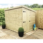 8 x 7 Pressure Treated Pent Garden Shed with Side Door