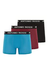 ANTONIO ROSSI (3/6 Pack) Men's Fitted Boxer Hipsters - Mens Boxers Shorts Multipack with Elastic Waistband - Cotton Rich, Comfortable Mens Underwear, Black, Blue, Burgundy (3 Pack), XL