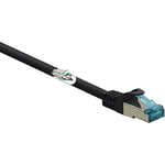 Basetech BT-2270620 RJ45 Network Cable, Patch Cable CAT 6a S/FTP 3.00 m Black with Latch Protection, Flame Retardant Pack of 1