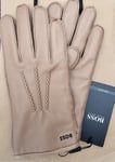 New Hugo Boss men beige premium nappa leather coat driving gloves Large Medium 9