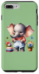 Coque pour iPhone 7 Plus/8 Plus Bébé éléphant vert en tenue, fleurs et papillons