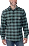 Carhartt Men's Flannel Long Sleeve Plaid Shirt Sea Pine L, Sea Pine