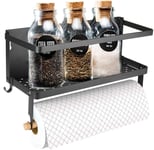 Magnetic Fridge Organizer, Magnetic Spice Rack with Paper Towel Holder and 2 Mo