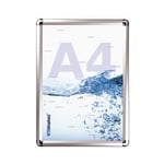 VITAdisplays Lot de 5 cadres amovibles en aluminium DIN A4 argentés Rondo avec film de protection en PET anti-reflet - Profil en aluminium de 25 mm