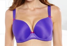 Freya Deco Vibe Underwired Padded T-Shirt Bra Moulded Cups Bow Size 36C Violet