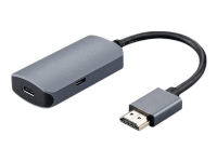 MicroConnect - Adapter för video / ljud - 10-stifts Mikro-USB typ B (enbart ström), 24 pin USB-C hona till HDMI hane - 20 cm - svart, silver - aktiv, Enkelriktad, 4K60 Hz (4096 x 2160) stöd
