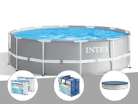 Kit piscine tubulaire Intex Prism Frame ronde 3,66 x 0,99 m + Bâche à bulles + 6 cartouches de filtration + Bâche de protection