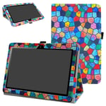 MAMA MOUTH Huawei MediaPad T3 10 Case, PU Leather Folio 2-folding Stand Cover with Stylus Holder for 10.1" Huawei MediaPad T3 Tablet PC,Stained Glass