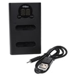 vhbw Chargeur double compatible avec Olympus Li-90B caméra, action-cam, dictaphone - Station + câble micro-USB, témoin de charge